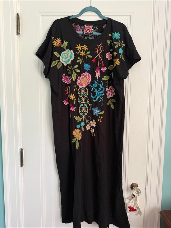 Johnny Was Dresses & Skirts - Johnny Was Black Maxi Dress with Multicolor Floral Embroidery